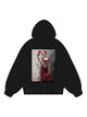 360g Cotton Heart Rose Printed Wash Old Hoodie for Valentine's Day Emma Bridess