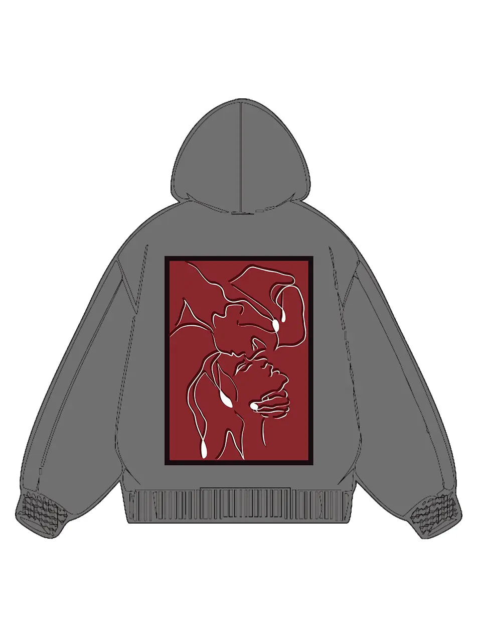 360g Cotton Red Back Printed Wash Old Hoodie for Valentine's Day Emma Bridess