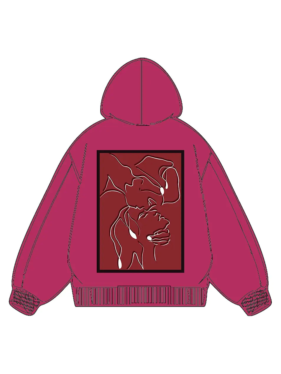 360g Cotton Red Back Printed Wash Old Hoodie for Valentine's Day Emma Bridess