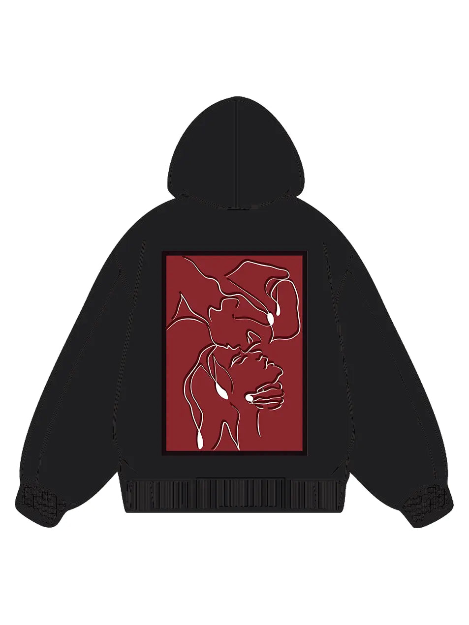 360g Cotton Red Back Printed Wash Old Hoodie for Valentine's Day Emma Bridess