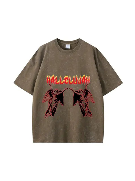 270g Cotton Easter Pray Printed Wash Old T-shirt Emma Bridess
