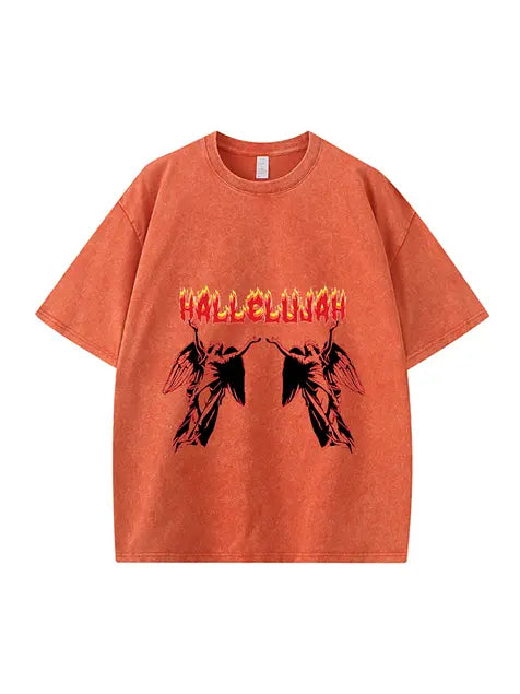 270g Cotton Easter Pray Printed Wash Old T-shirt Emma Bridess