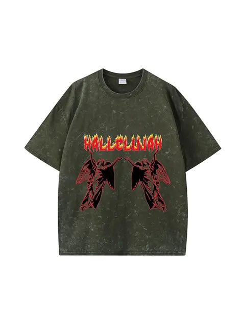270g Cotton Easter Pray Printed Wash Old T-shirt Emma Bridess