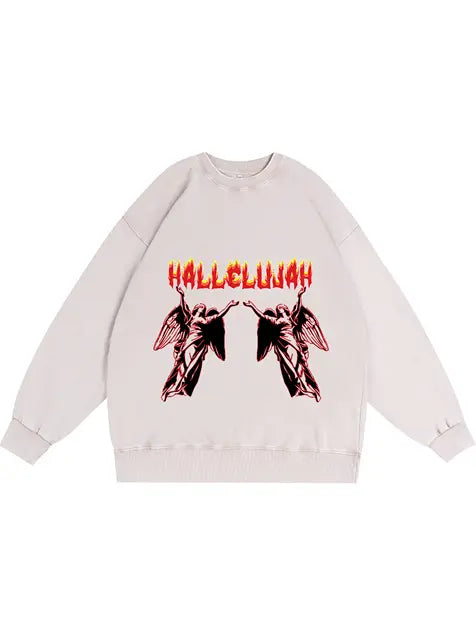 350g Cotton Hallow God Printed Wash Old Sweatshirt for Easter Emma Bridess