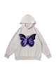 360g Butterflies Back Letter Printed Wash Old Cotton Hoodie Emma Bridess