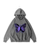 360g Butterflies Back Letter Printed Wash Old Cotton Hoodie Emma Bridess