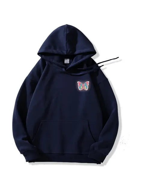 320g Back Colorful Butterfly Printed Cotton Hoodie Emma Bridess