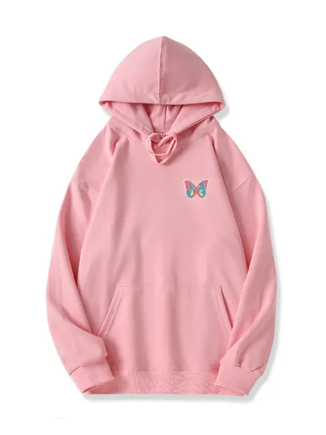 320g Back Colorful Butterfly Printed Cotton Hoodie Emma Bridess