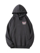 320g Back Colorful Butterfly Printed Cotton Hoodie Emma Bridess