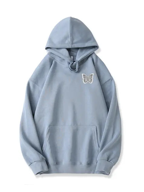 320g Silver Future Butterfly Printed Cotton Hoodie Emma Bridess
