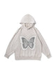 360g Silver Future Butterflies Printed Wash Old Cotton Hoodie Emma Bridess