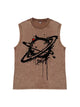 230g Cotton Saturn Printed Sleeveless Wash Old T-shirt Emma Bridess