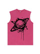 230g Cotton Saturn Printed Sleeveless Wash Old T-shirt Emma Bridess