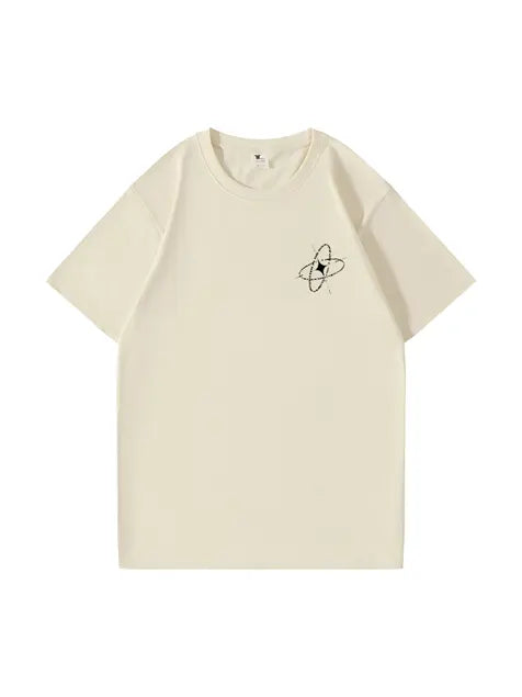 270g Cotton Saturn Printed Wash Old T-shirt Emma Bridess