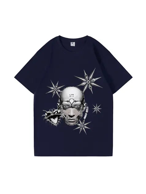 270g Cotton Cyberpunk Interstellar Liquid Metal Wash Old T-shirt Emma Bridess