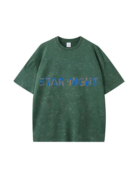 270g Cotton Statue of Liberty Starry Night Wash Old T-shirt Emma Bridess