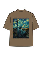 270g Cotton Statue of Liberty Starry Night Wash Old T-shirt Emma Bridess