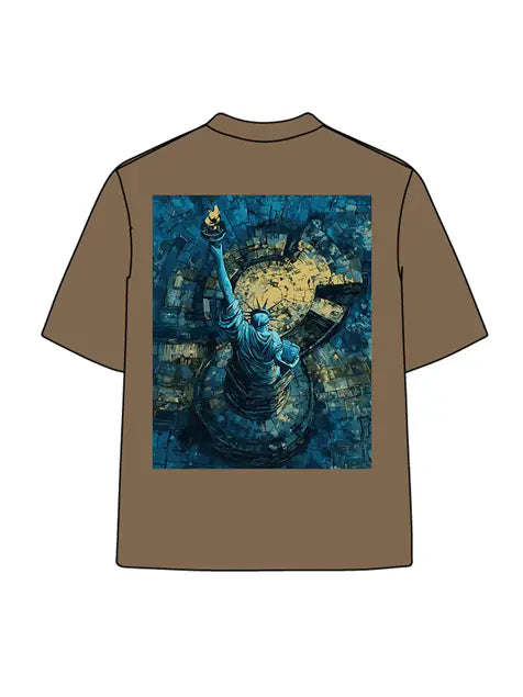 270g Cotton Statue of Liberty Interstellar Wash Old T-shirt Emma Bridess