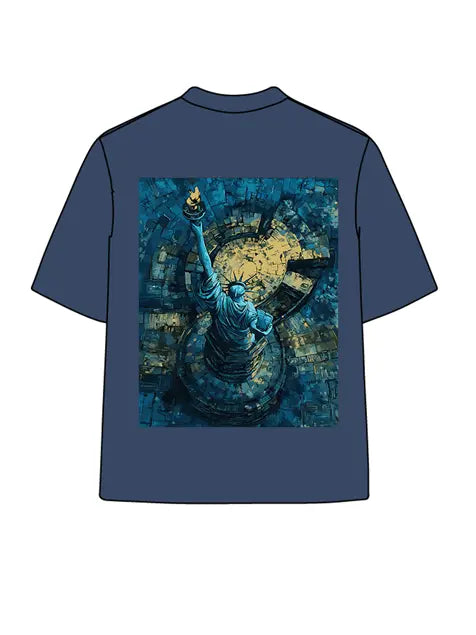 270g Cotton Statue of Liberty Interstellar Wash Old T-shirt Emma Bridess