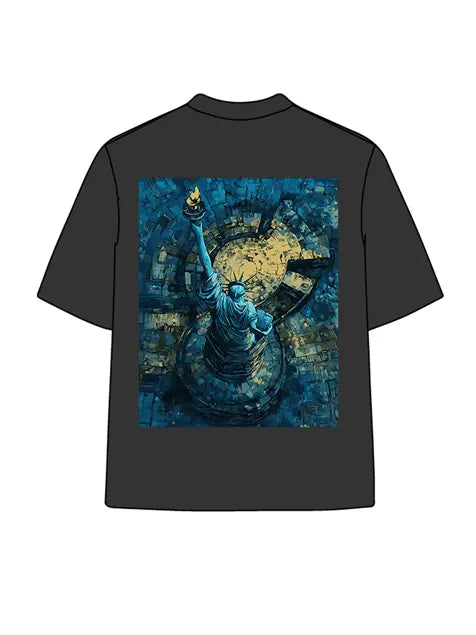 270g Cotton Statue of Liberty Interstellar Wash Old T-shirt Emma Bridess