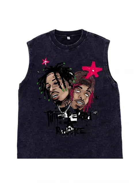 230g Cotton Hip-hop Rap God Wash Old Sleeveless T-shirt Emma Bridess