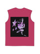 230g Cotton Back Pink Animation Girl Printed Wash Old Sleeveless T-shirt Emma Bridess