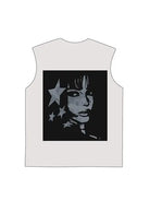 230g Cotton Back Animation Girl Stars Wash Old Sleeveless T-shirt Emma Bridess