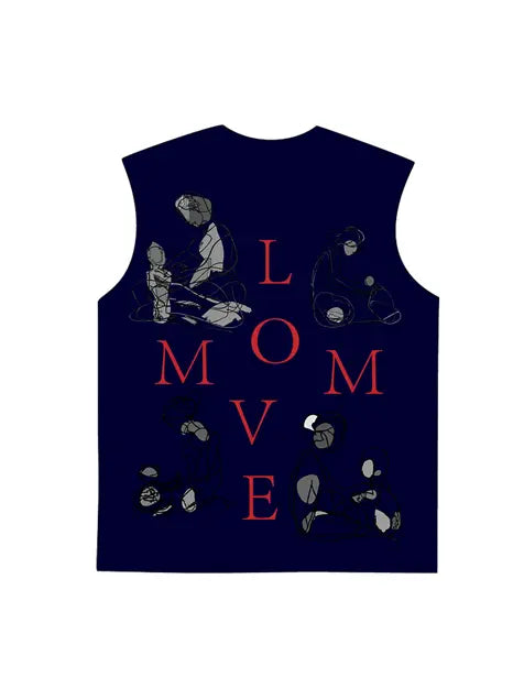 230g Cotton Love Mom Back Printed Wash Old Sleeveless T-shirt for Mom Emma Bridess