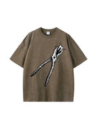 270g Bone Santa Printed Wash Old Cotton T-shirt Emma Bridess