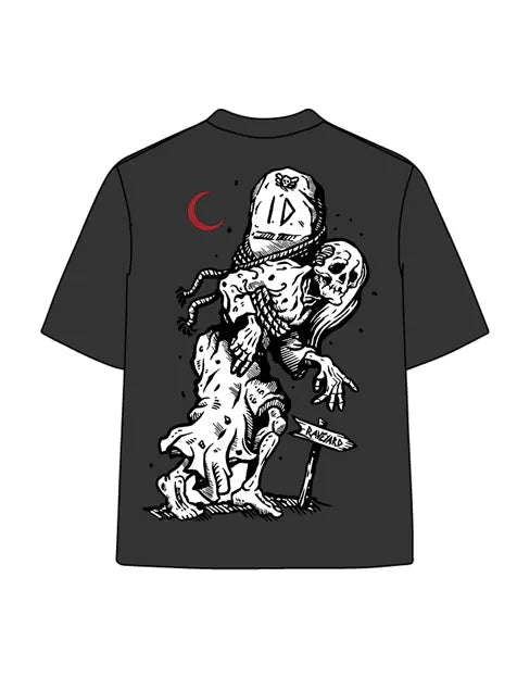 270g Back Skull Printed Wash Old Cotton T-shirt Emma Bridess