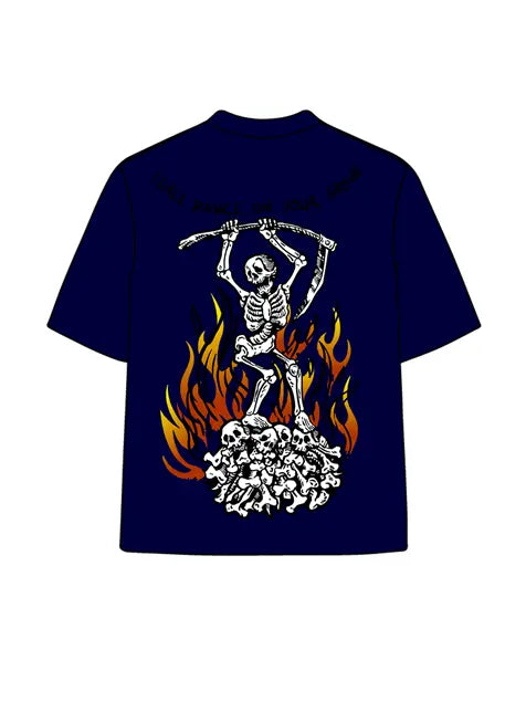 270g Dance on Your Grave Skull Printed Wash Old T-shirt Emma Bridess