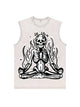 230g Skull Meditation Calm Down Printed Wash Old Sleeveless T-shirt Emma Bridess