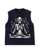 230g Skull Meditation Calm Down Printed Wash Old Sleeveless T-shirt Emma Bridess