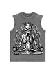 230g Skull Meditation Calm Down Printed Wash Old Sleeveless T-shirt Emma Bridess