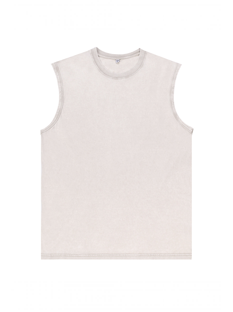 230g Lightning Stroke Skull Printed Wash Old Cotton Sleeveless T-shirt Emma Bridess