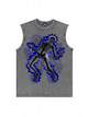 230g Lightning Stroke Skull Printed Wash Old Cotton Sleeveless T-shirt Emma Bridess