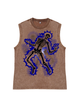 230g Lightning Stroke Skull Printed Wash Old Cotton Sleeveless T-shirt Emma Bridess