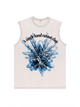 230g The Holy Spirit's Hand Blue Printed Wash Old Cotton Sleeveless T-shirt Emma Bridess