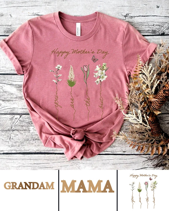 270g Grandma Floral Printed Wash Old Cotton T-shirt Emma Bridess