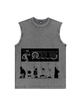 230g Straw Hat Pirates Wash Old Cotton Sleeveless T-shirt