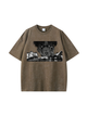 230g The Wings of Freedom Printed Wash Old Cotton T-shirt