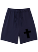 275g Cross Printed Cotton Shorts