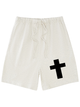 275g Cross Printed Cotton Shorts