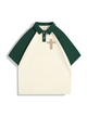 240g Golden Cross Printed Color Matching Polo Collar Cotton T-shirt