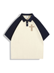 240g Golden Cross Printed Color Matching Polo Collar Cotton T-shirt