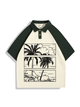 240g Summer Vibe Coconut Color Matching Polo Collar Cotton T-shirt