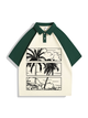 240g Summer Vibe Coconut Color Matching Polo Collar Cotton T-shirt