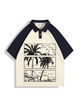 240g Summer Vibe Coconut Color Matching Polo Collar Cotton T-shirt