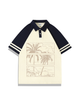 200g Summer Vibe Golden Coconut Polo Collar Color Matching Lapel Cotton T-shirt