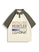 240g Muscles Loading Letter Printed Polo Collar Color Matching Cotton T-shirt